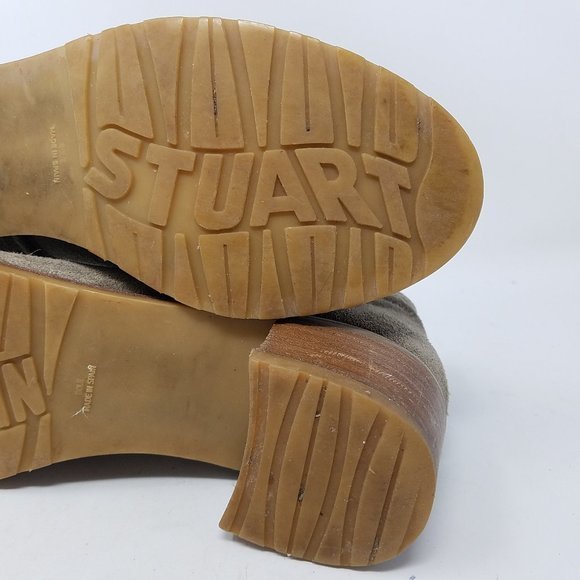 Stuart Weitzman shoes green/brown suede buckle panel ankle booties 4.5M - Picture 6 of 12